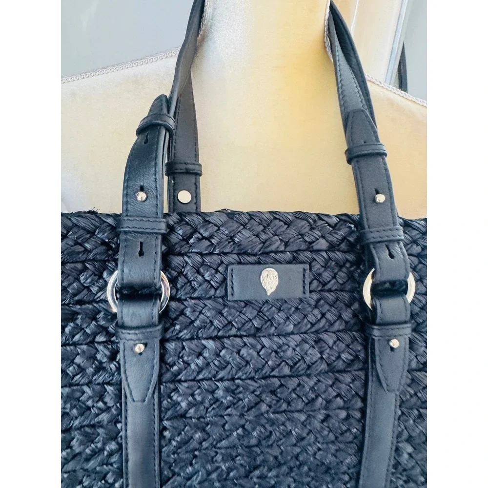 Helen Kaminski Pinimil Bridle Raffia Tote Bag, Black,‎ Designer Luxury, NWT